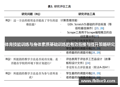 体育技能训练与身体素质基础训练的有效衔接与提升策略研究